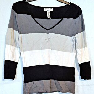 VINTAGE  ~ FITTED STRETCH TOP ~ COLOR BLOCK ~ FUN FEMININE & CLASSIC FASHION